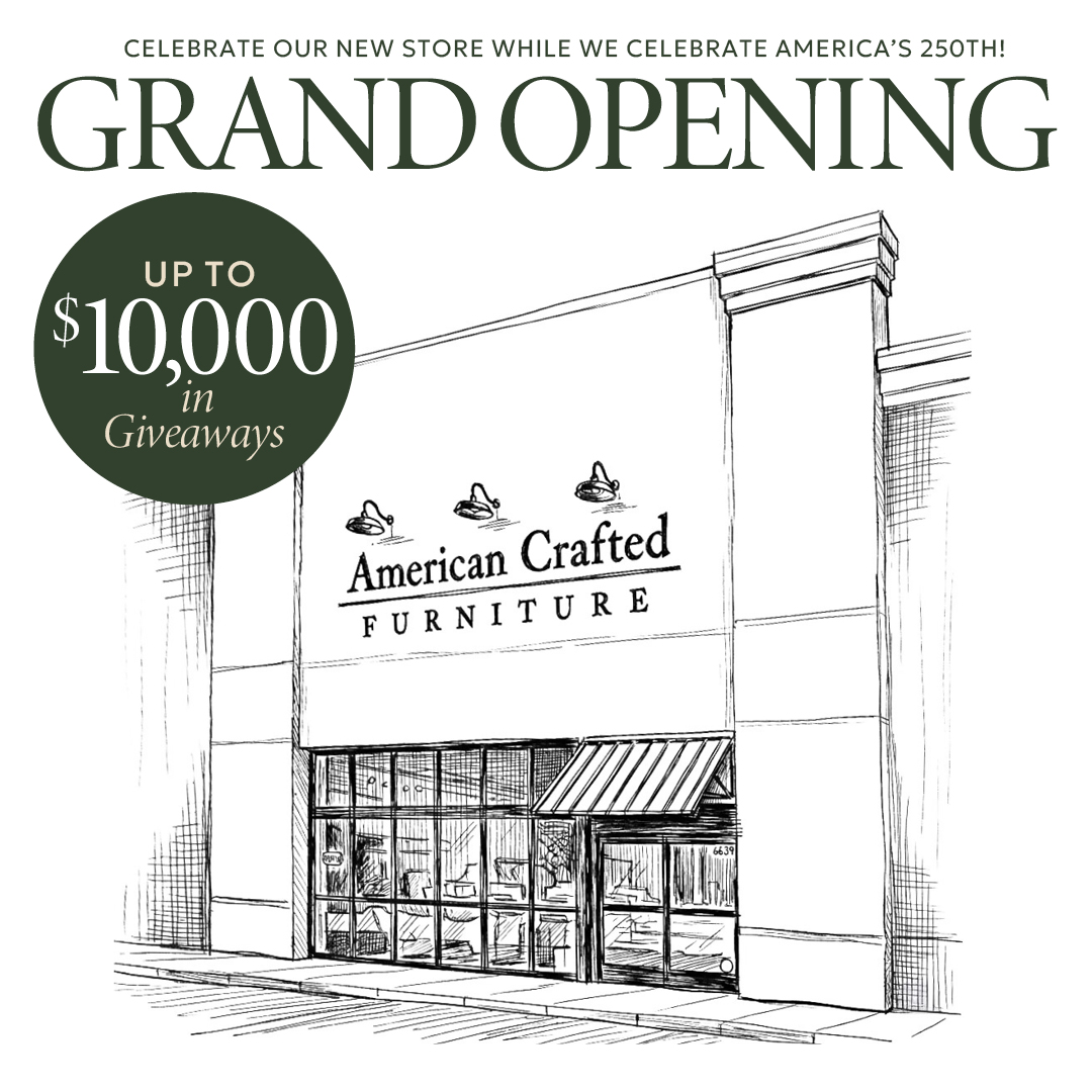 Grand opening announcement for American Crafted Furniture store.